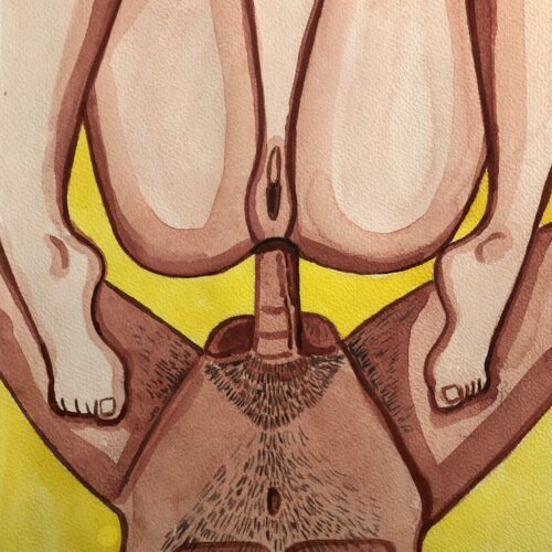 Illustration Aquarelle format A4 sur le theme COUPLE