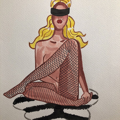 Illustration aquarelle format A4 sur le thème BDSM