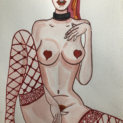 Illustration aquarelle format A4 sur le thème FEMME
