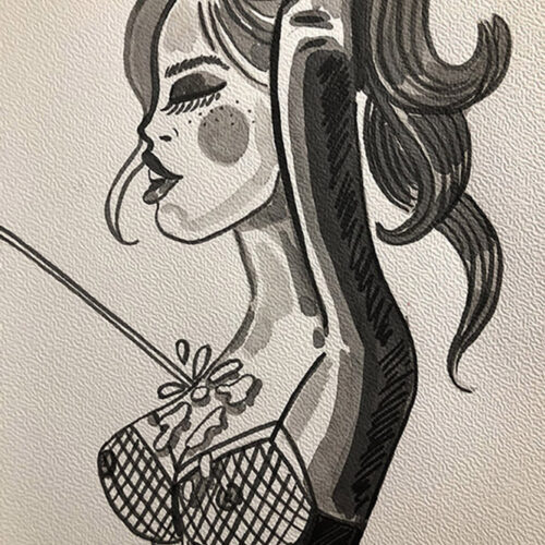 Illustration aquarelle format A4 sur le thème FEMME