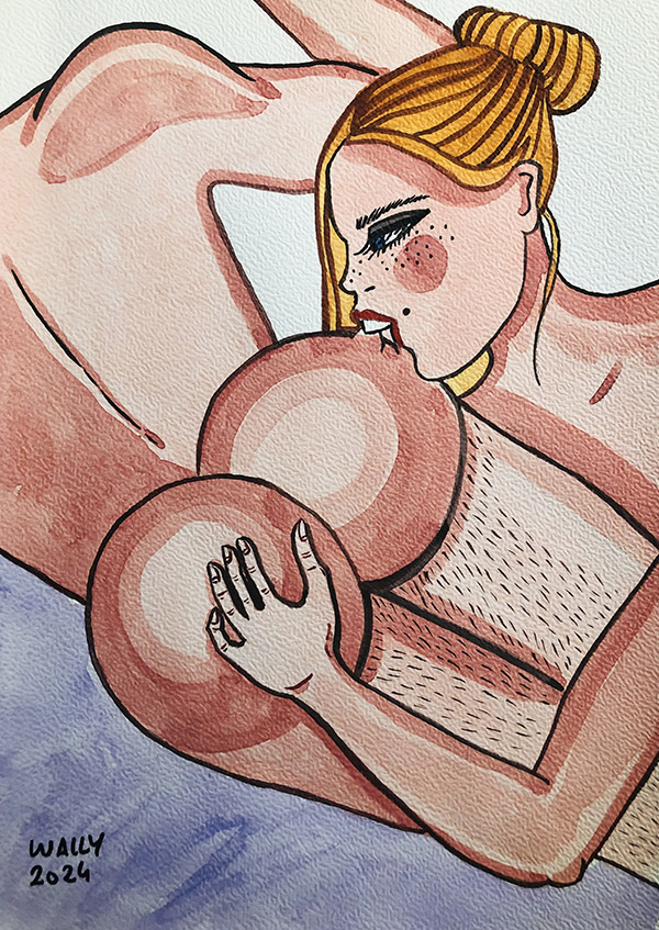 Illustration Aquarelle format A4 sur le theme COUPLE