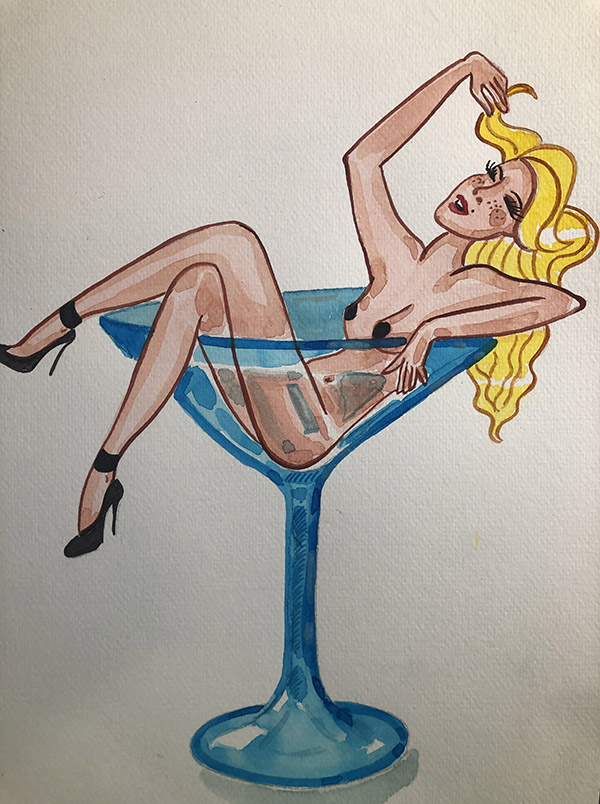 Illustration aquarelle format A4 sur le theme Femme