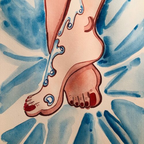 Illustration aquarelle format A4 sur le theme PIEDS