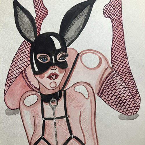 Illustration Aquarelle format A4 sur le theme BDSM
