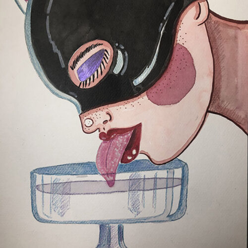 Illustration Aquarelle format A4 sur le theme BDSM