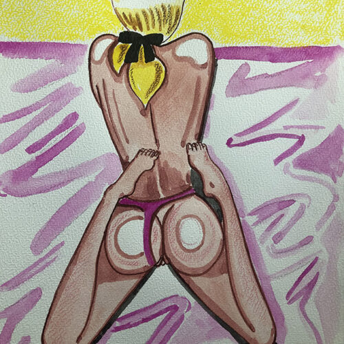 Illustration aquarelle format A4 sur le thème FEMME