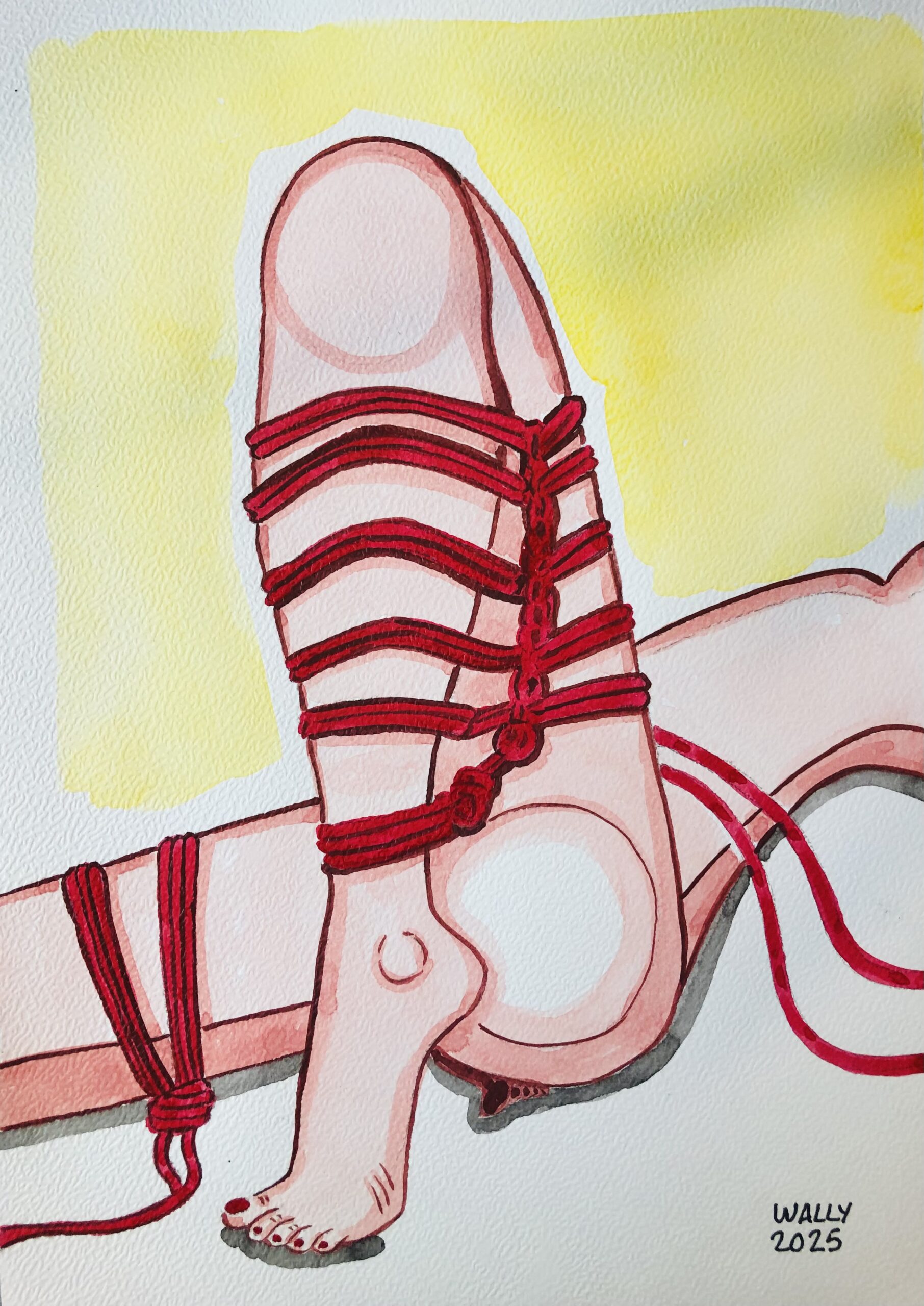 Illustration aquarelle format A4 sur le theme SHIBARI